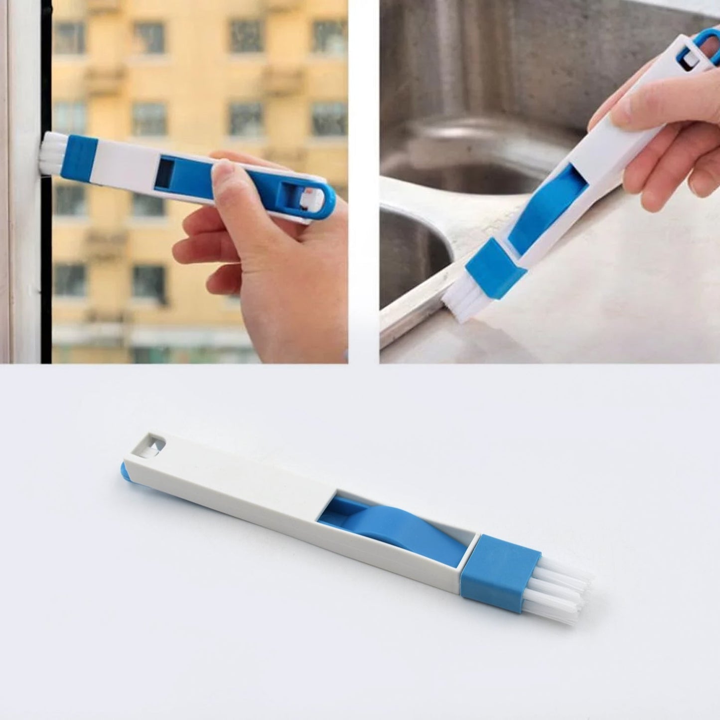 0850 2 in 1 Multi-Function Plastic Window Slot Keyboard Wardrobe Dust Removal Cleaning Brush