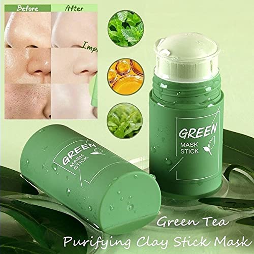 1205 Green Tea Purifying Clay Stick Mask Oil Control Anti-Acne Eggplant Solid Fine, Portable Cleansing Mask Mud Apply Mask, Green Tea Facial Detox Mud Mask DeoDap