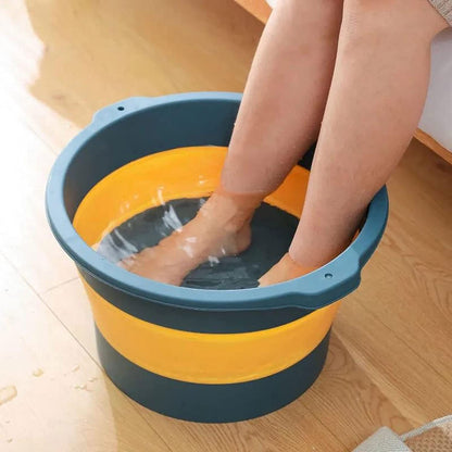 6116 Multi-Purpose Portable Collapsible Plastic, Silicone Round Folding Tub, Water Container Folding Foot Spa Basin Tub, with Hanging Hole DeoDap