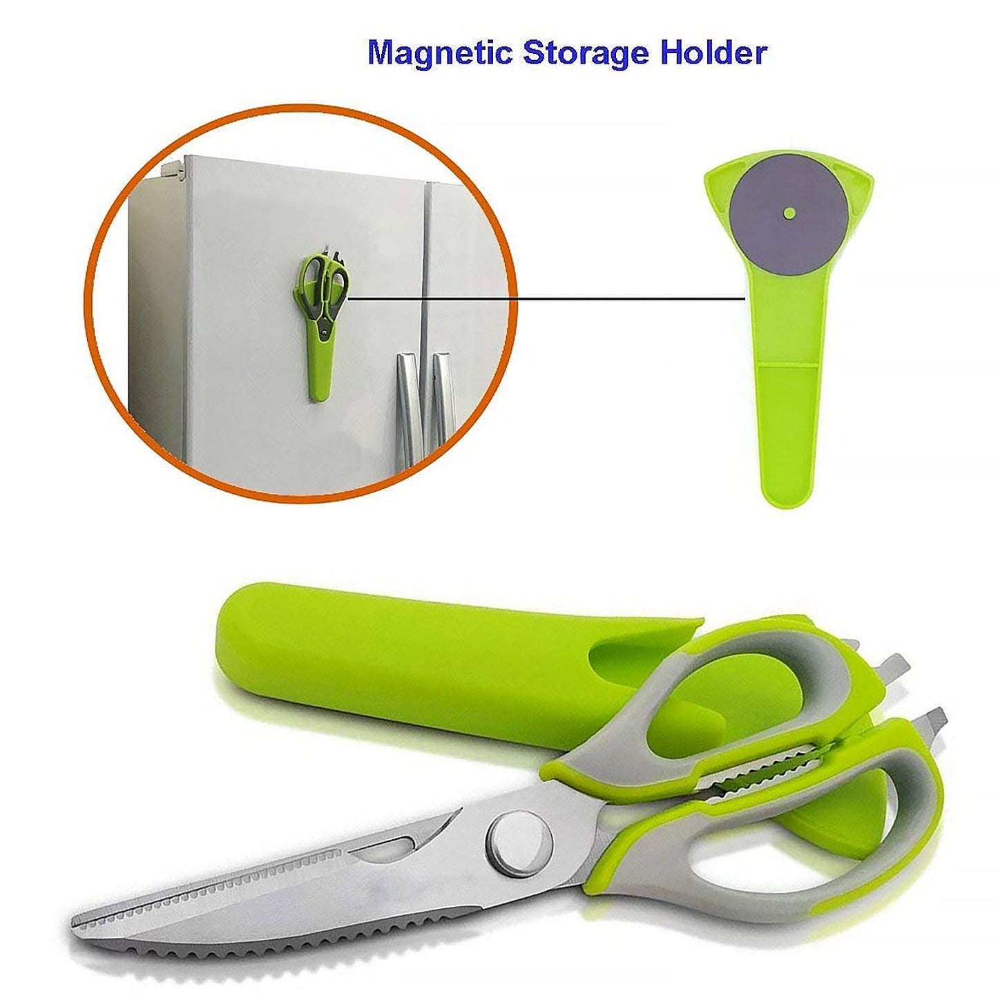 8193 Multi-Purpose Kitchen Shears with Magnetic Holder, Stainless Steel, Red Multifunction Heavy Duty and Kitchen Scissors