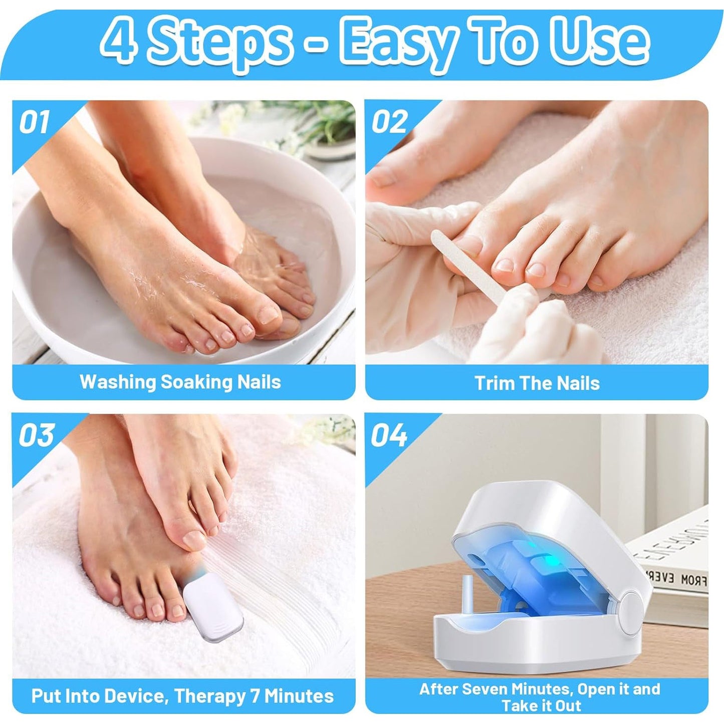 12915 Rechargeable Nail Fungus Treatment for Toenail, Toe Nail Fungal Treatment Nail Fungus Laser Device, Anti-Fungal Nail Treatment for Hand & Feet Infections Remover for Home Use