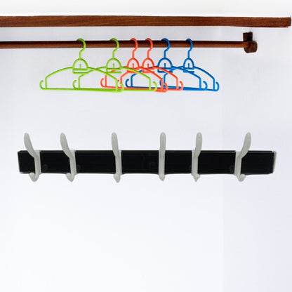 7572 Cloth hanger, Wall Door Hooks Rail for Hanging Clothes for Hanging Hook Rack Rail, Extra Long Coat Hanger Wall Mount for Clothes, Jacket, Hats, 6 Hook With Eco-friendly Liquid Adhesive Glue