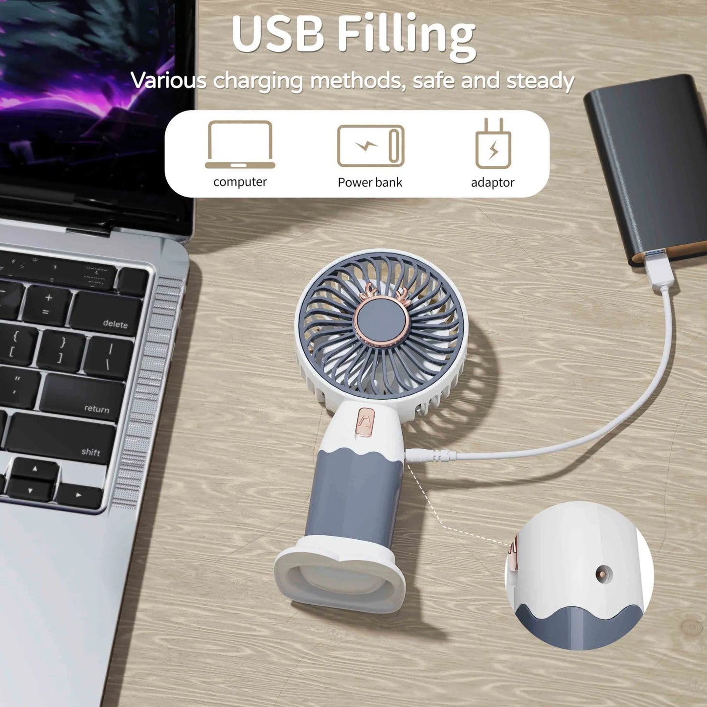 479 Mini Fan Rechargeable Table Fan Handheld Fan USB Fan Desk Fan Cooling Fan For Home , Office , Car, & Multi Use Fan DeoDap