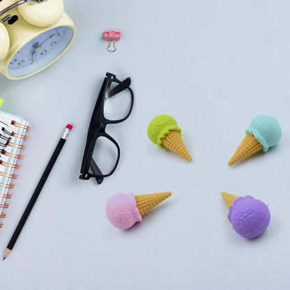 Cone /Donut/ Lolipop/ Ice cream /Eraser for Girls & Boys /Eraser for School B'Day Return Gift Party Doughnut Lollipop Ice Cream Theme Shape Erasers Pencils Set for Kids Educational Stationary kit, School Supplies (1 Set 4 Pc)