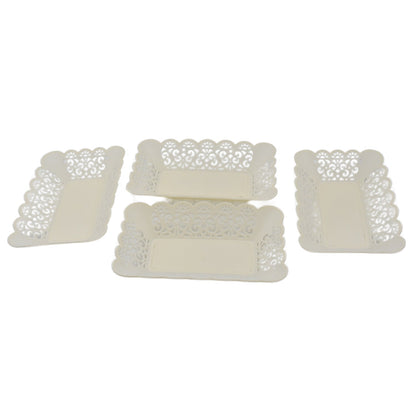 10033 Rectangle Plastic Dinner Plate Snacks / Breakfast, Restaurant Serving Trays Home School Coffee Hotel Kitchen Office (8 Pcs Set)