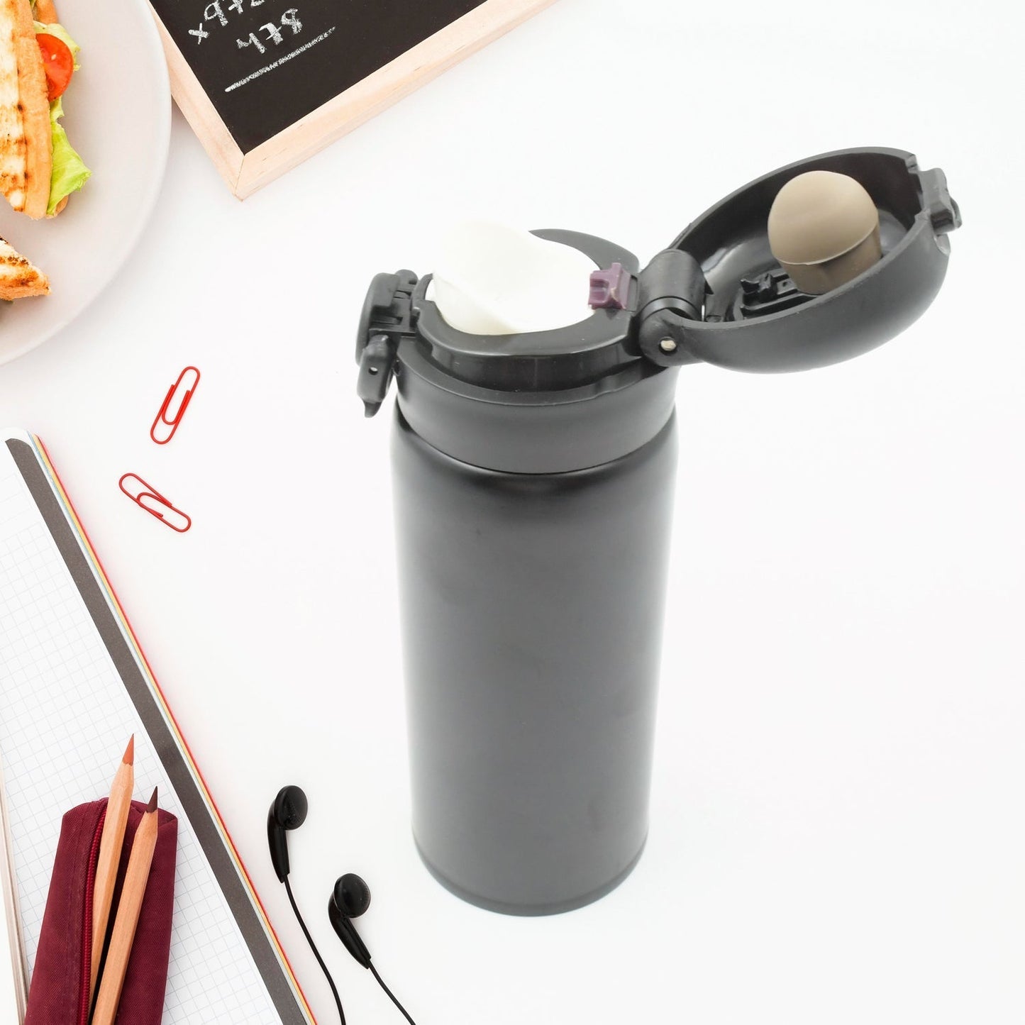 12502 Vacuum Insulation Cup with Lid, Stainless Steel, Hot & Cold Water Bottle Coffee, Double Walled Carry Flask for Travel, Home, Office (1 Pc)