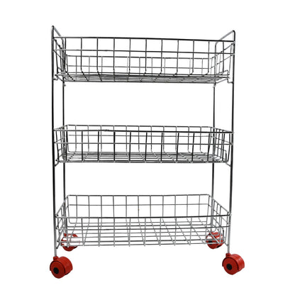 5360 Stainless Steel Fruit & Vegetable Stand Kitchen Trolley 3 TIER KITCHEN TROLLEY / Fruit Basket / Vegetable Stand for Storage / Onion potato rack for kitchen / Vegetable rack for kitchen DeoDap