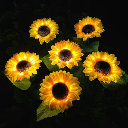 9328 2 Pc Outdoor Solar Sunflower Lights Intelligent Light Control Waterproof Garden Landscape Stake Light