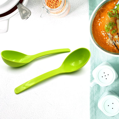 5724 Plastic Spoon Kitchen Multipurpose Serving Ladle for Frying, Serving, Turner, Curry Ladle, Serving Rice, Spoon Used While Eating and Serving Food Stuffs Etc (2 Pcs Set / 10 Inch )