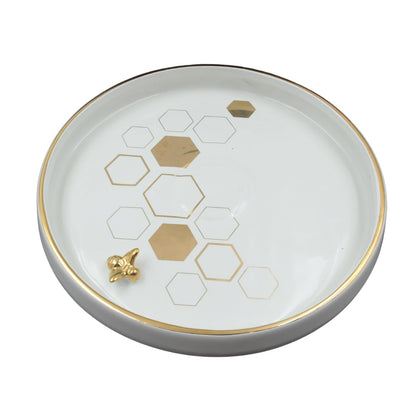 5805 Ceramic Round Plate Decoration Home Round Tray Tableware Decoration Plate For Kitchen Coffee Table Perfume Living Room Mini Bars Snacks, for Decorration Round Plate (1 Pc)