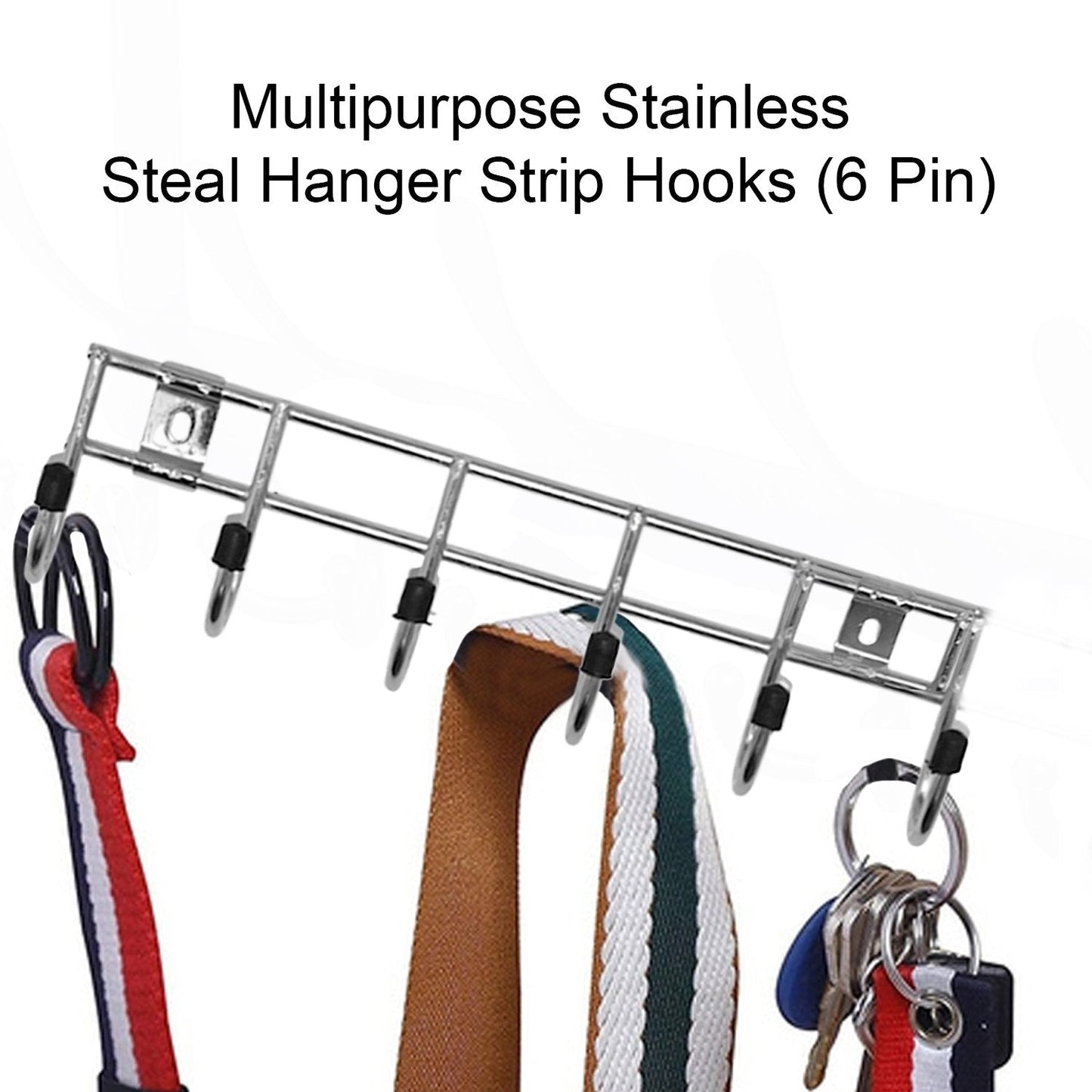 1736 Multipurpose Stainless Steal Hanger Strip Hooks (6 Pin) DeoDap