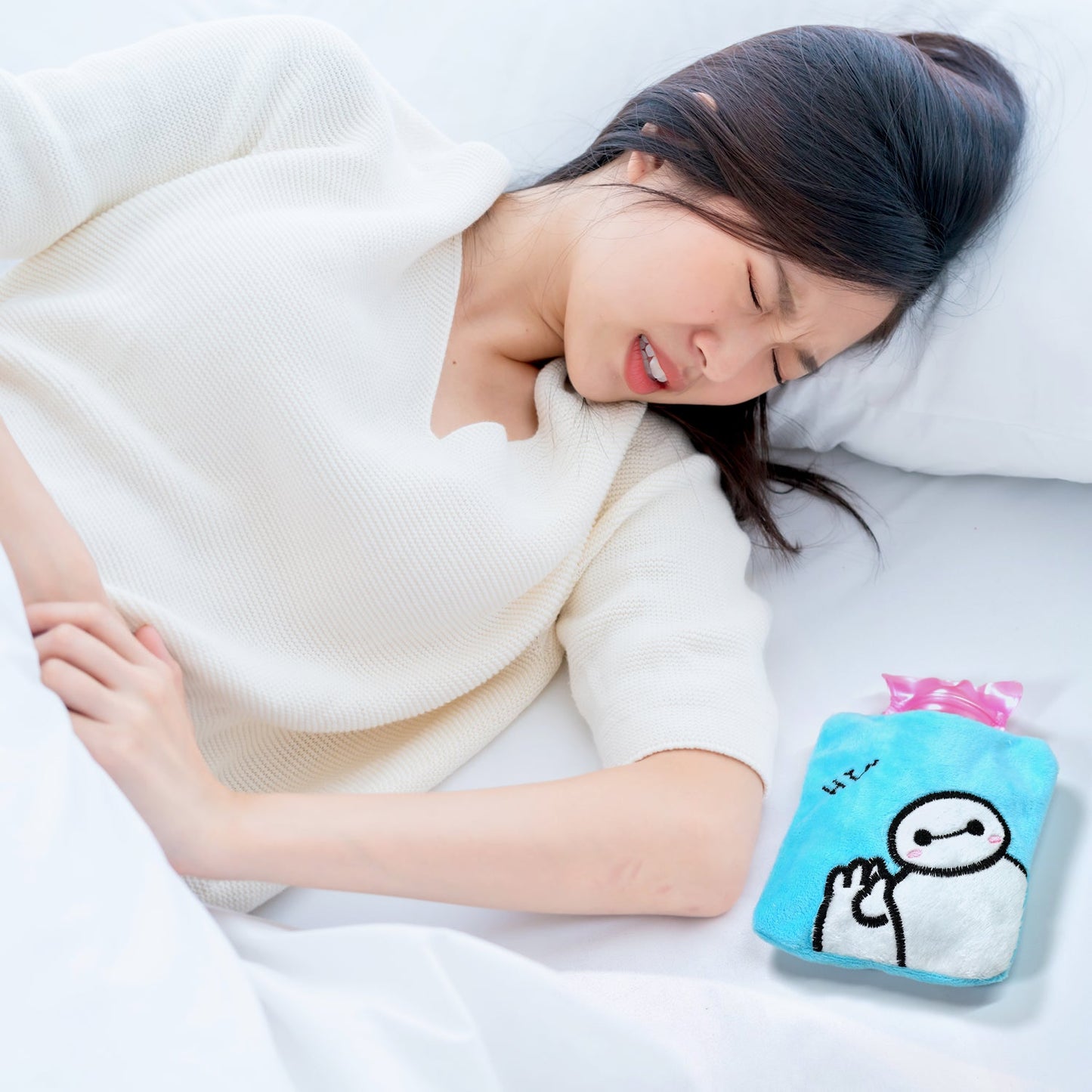 6525 Blue Baymax small Hot Water Bag with Cover for Pain Relief, Neck, Shoulder Pain and Hand, Feet Warmer, Menstrual Cramps.