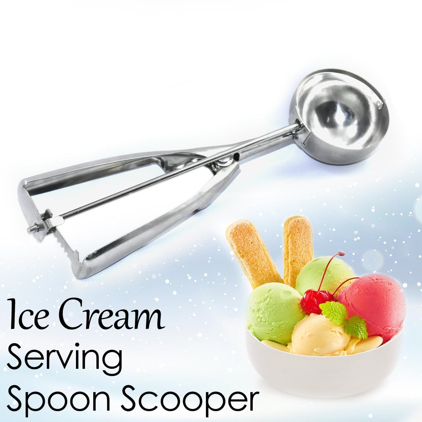 2523B Ice Cream Serving Scoop | Stainless Steel Premium Quality Ice Cream Serving Spoon Scooper with Trigger Release DeoDap