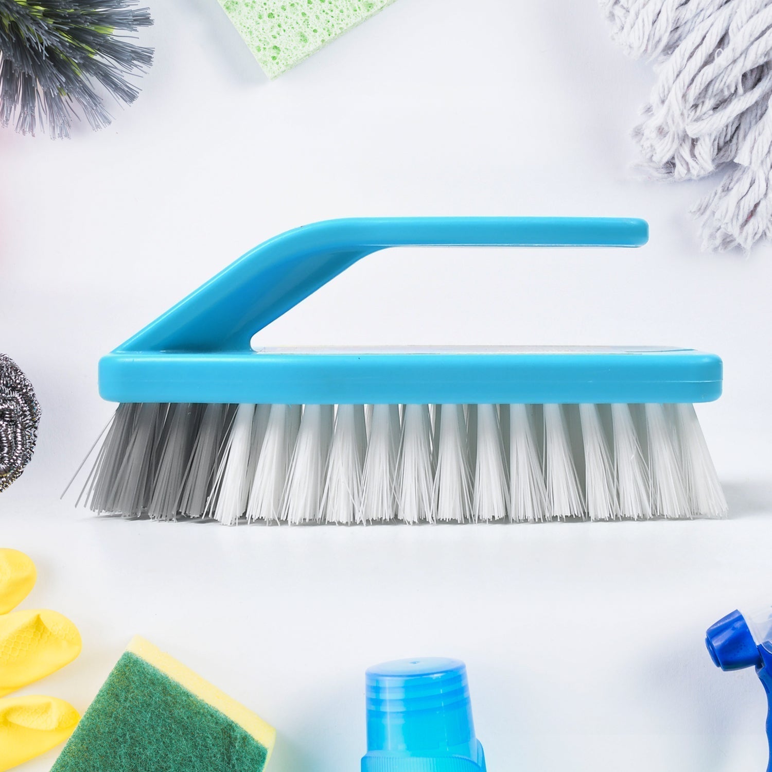 7527 MULTIPURPOSE DURABLE CLEANING BRUSH WITH HANDLE FOR CLOTHES LAUNDRY FLOOR TILES AT HOME KITCHEN SINK, WET AND DRY WASH CLOTH SPOTTING WASHING SCRUBBING BRUSH. DeoDap