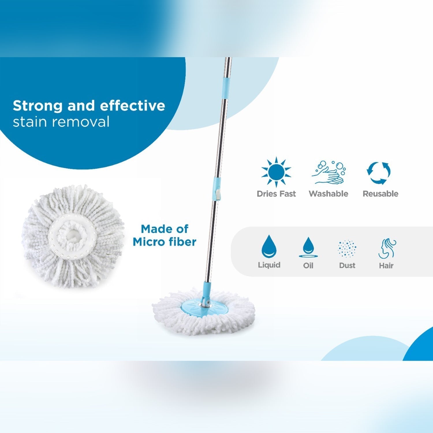 8714 RAPID STEEL SPINNER BUCKET MOP 360 DEGREE SELF SPIN WRINGING WITH 2 ABSORBERS FOR HOME AND OFFICE FLOOR CLEANING MOPS SET DeoDap