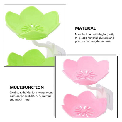 7963 Dabble Layer Flower Self Draining Soap Dish Holder, Bathroom Shower Soap Holder Dish Storage Plate Tray for Bathroom, Kitchen, Bathtub