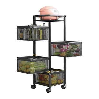 Metal High Qaulity Kitchen Trolley Kitchen Organizer Items and Kitchen Accessories Items for Kitchen Rack Square Design for Fruits & Vegetable Onion Storage Kitchen Trolley with Wheels (4 Layer / 3 Layer)