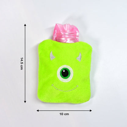 6519 Green one eye monster print small Hot Water Bag with Cover for Pain Relief, Neck, Shoulder Pain and Hand, Feet Warmer, Menstrual Cramps.