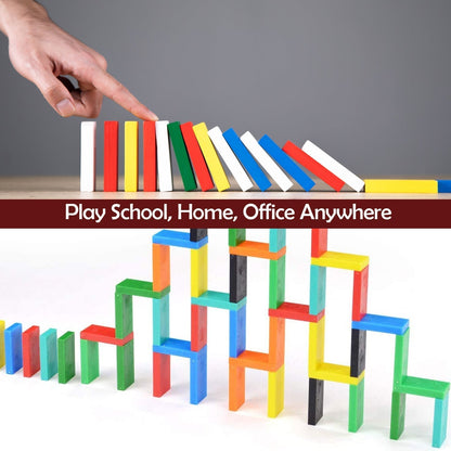 4439B 100PC DOMINO BLOCKS SET MULTICOLOR WOODEN TOY BUILDING INDOOR GAME TOY DeoDap