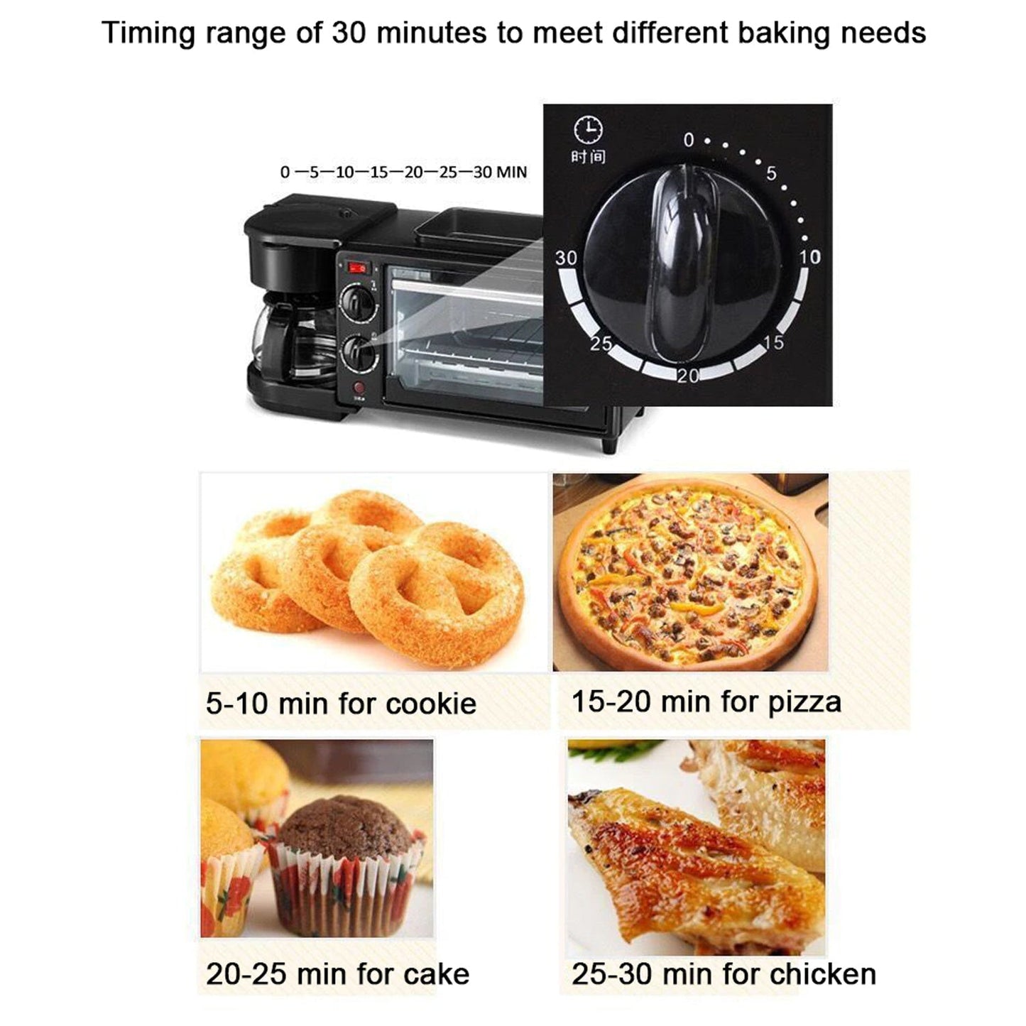 2788 3 in 1 Breakfast Maker Portable Toaster Oven, Grill Pan & Coffee Maker Full Breakfast Ready at One Go