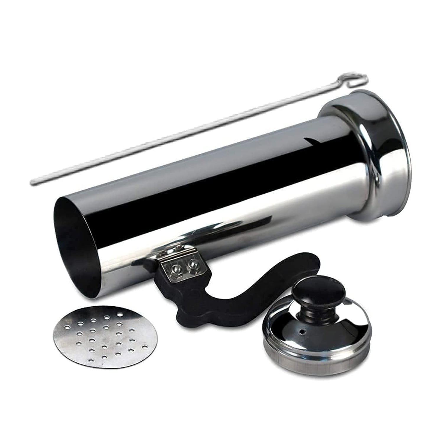 5311 Puttu Maker with Steamer Plate, Metal Stick, Black Plastic Handle, Silver Lid,  Puttu Maker Set  To Use with Pressure Cooker Top, Food Grade Stainless Steel DeoDap