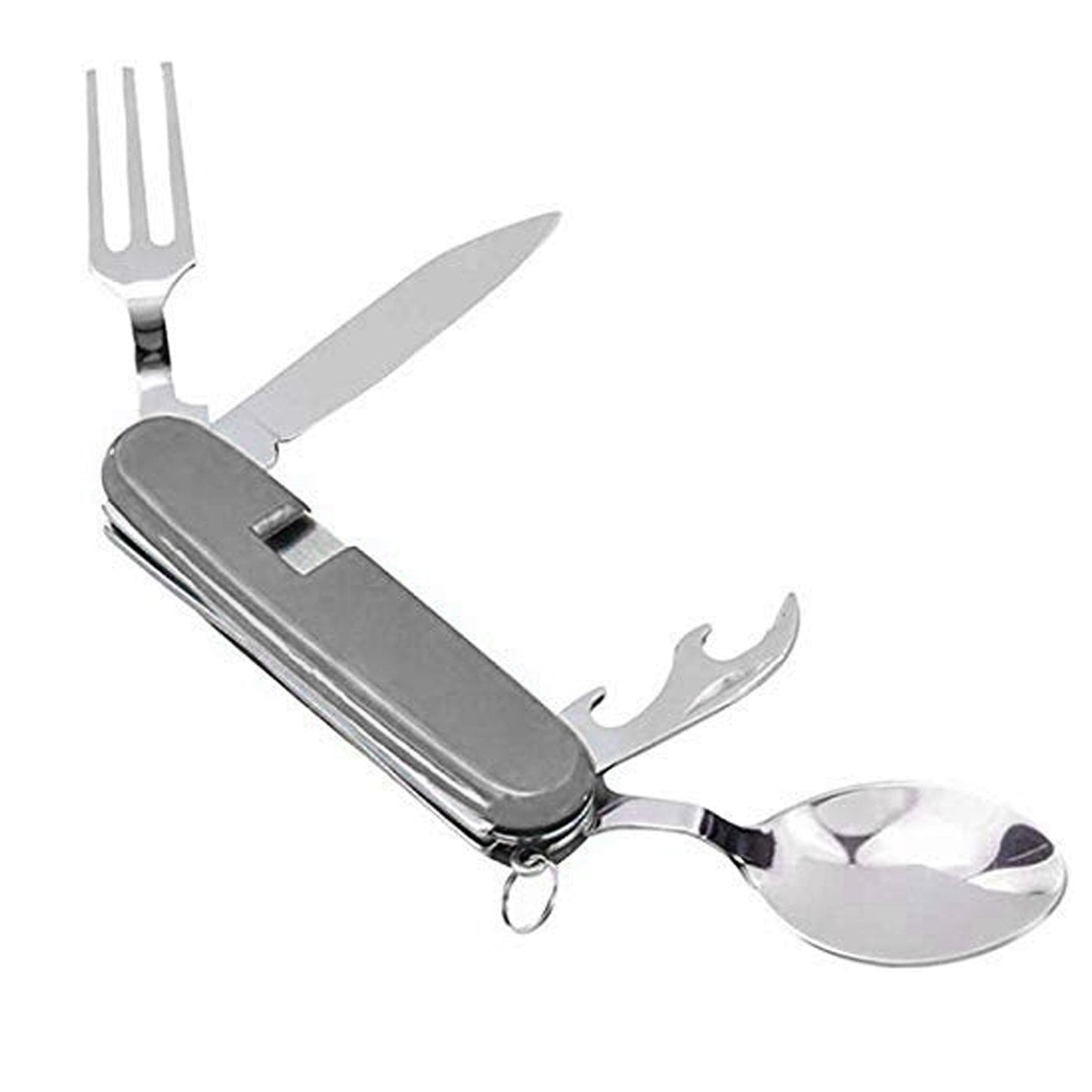 1779 4-in-1 Stainless Steel Travel/Camping Folding Multi Swiss Cutlery Set DeoDap