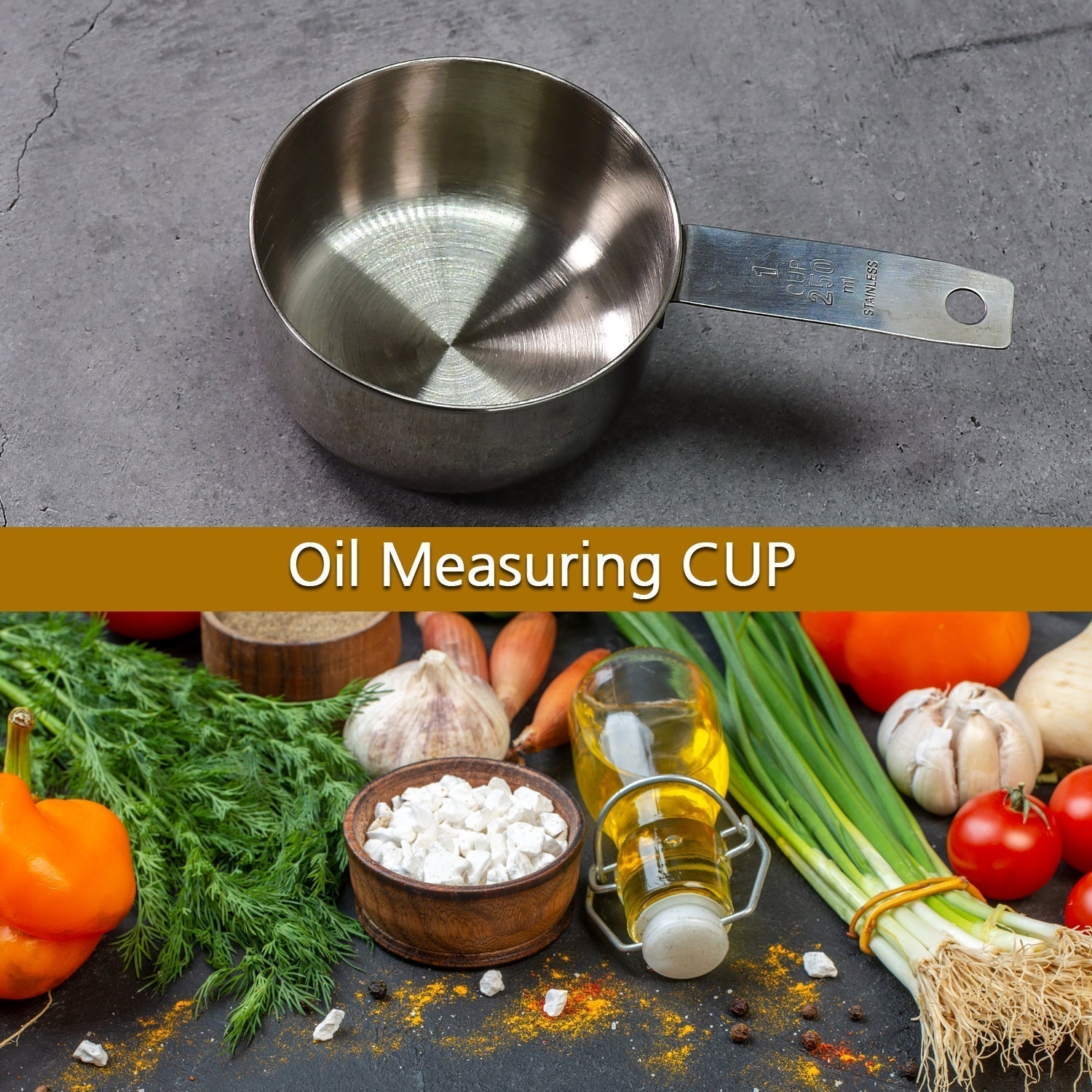 2111 Oil Measuring Cup Stainless Steel. Measuring Cup with Handles. 1Pc 250Ml DeoDap