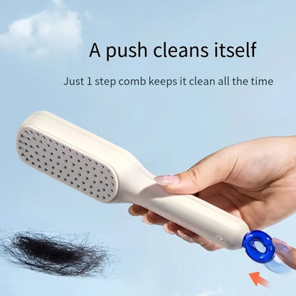 13047 Self-Cleaning Hairbrush, Self-Cleaning Anti-Static Detangling Massage Comb, One-pull Clean Scalable Rotate Lifting Self Cleaning Hairbrush Hair Styling Tools