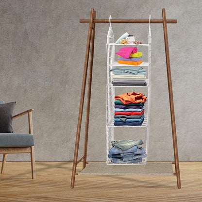 4526 MULTIPURPOSE 5 LAYER FOLDING CLOTHES STORAGE RACKS||CLOSET FOR STUDENTS WARDROBE SHELVES SOCKS, SCARF, T-SHIRT, ETC||HANGING ORGANIZER STORAGE HOLDERS & RACKS