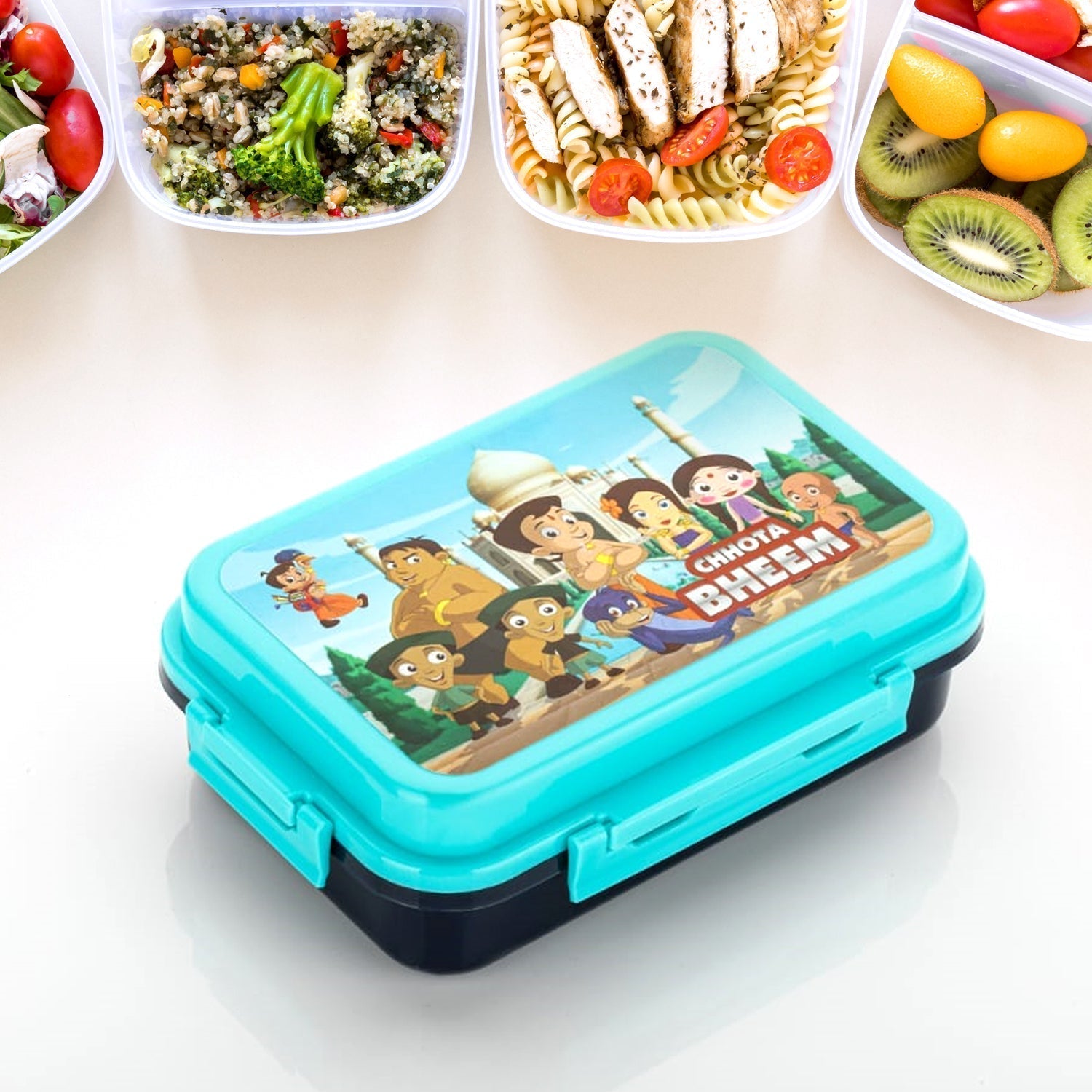 5238 Kids Lunch Box & Air Tight-BPA Free-Inter Lock with 4 Compartment Insulated Lunch Box Plastic Tiffin Box for Boys, Girls & School DeoDap