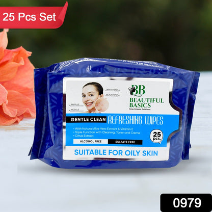 Refreshing Wet Wipes for Face | Facial Cleansing | Refreshing & Skin Hydration| Soothing for skin | pH Balance & Alcohol Free | Nourishing with Fruit extract | 25 Wipes