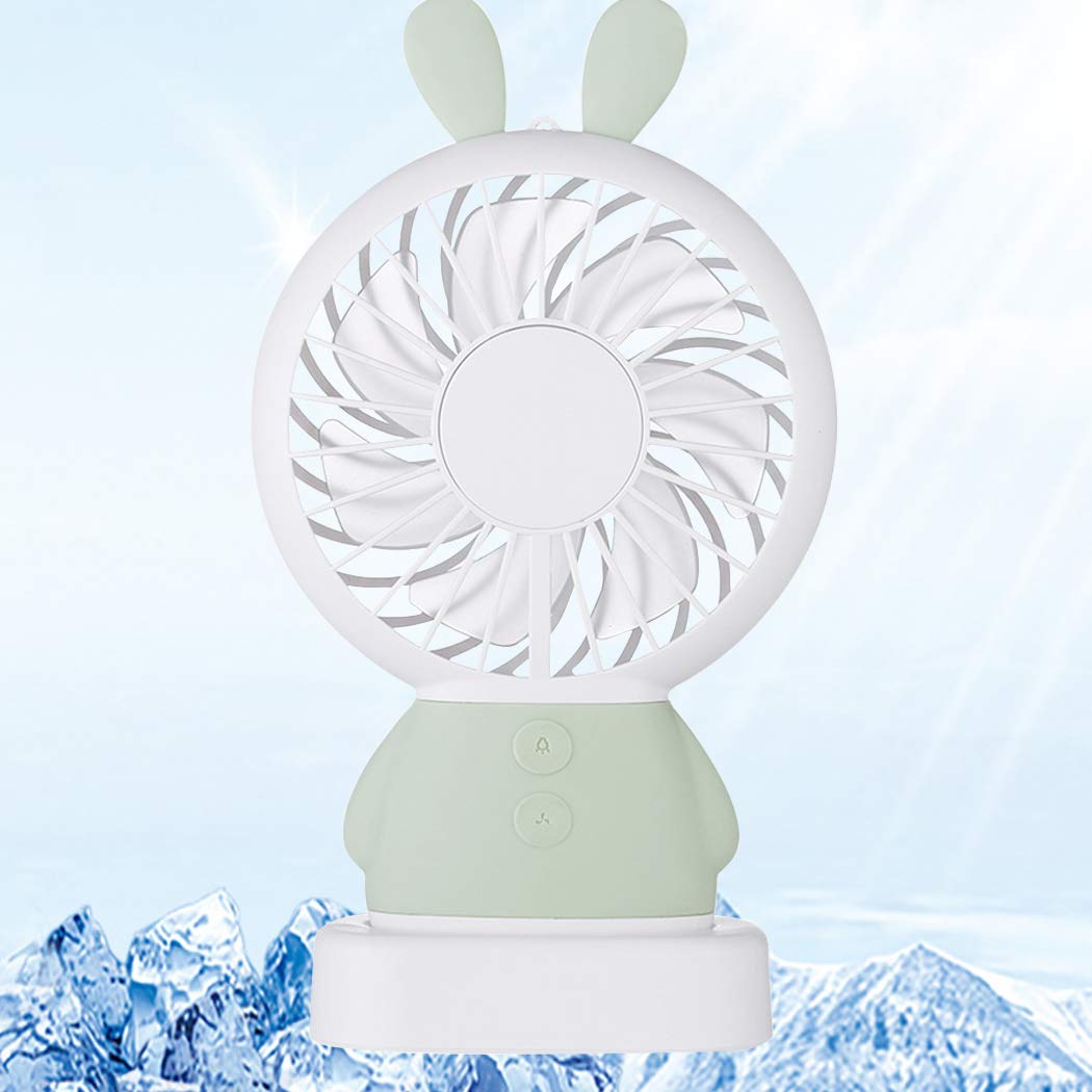 7633 Mini Portable Fan USB Rechargeable Handheld Rabbit Style Color Changing LED Light Pocket Desk Light Fan DeoDap