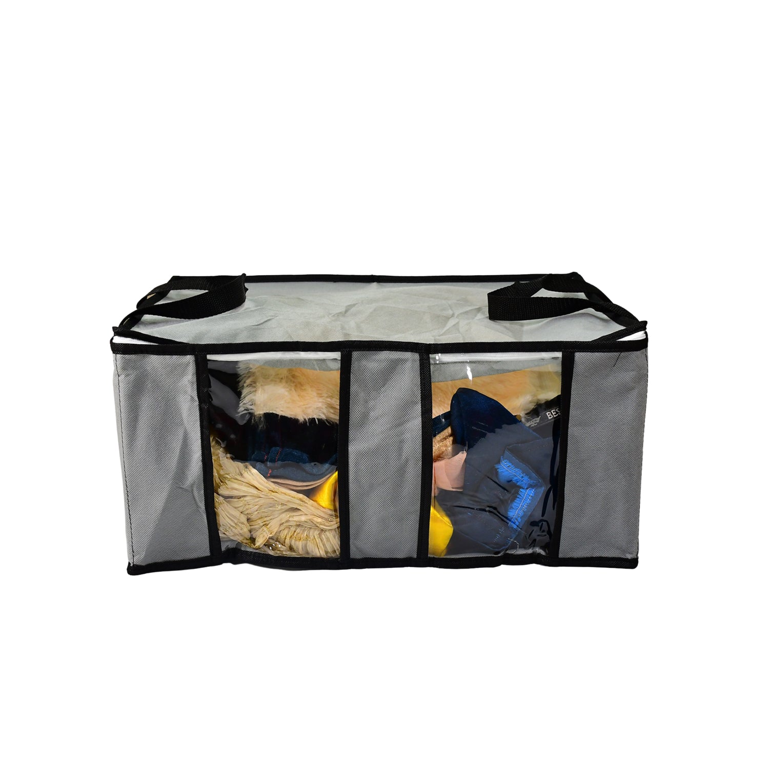 6262 Storage bag with Zipper and Space Saver Comforter bag, Pillow, Quilt, Bedding, Clothes, Blanket Storage Organizer Bag with Large Clear Window and Carry Handles for Closet. DeoDap