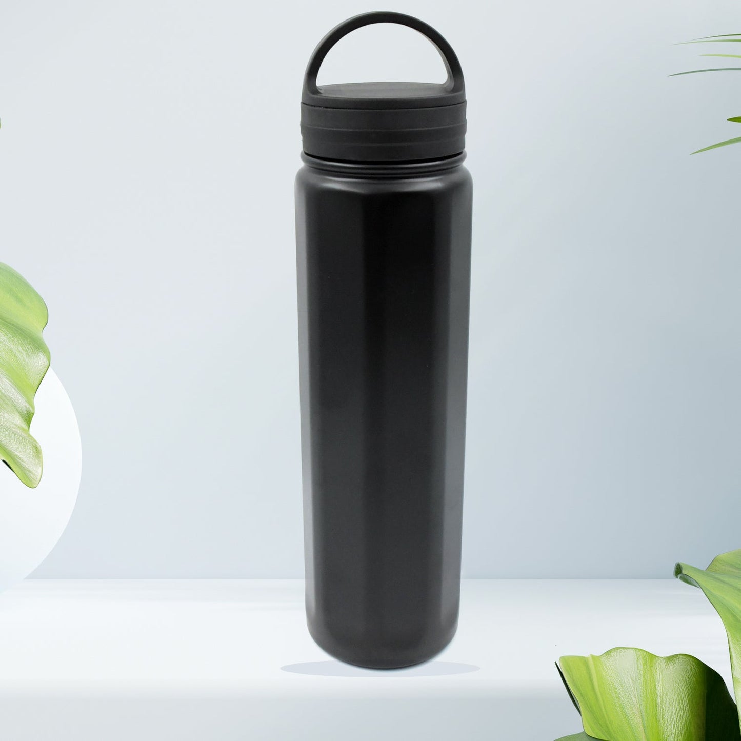 12526 VACUUM STAINLESS STEEL WATER BOTTLE WITH CARRY HANDLE, FRIDGE WATER BOTTLE, LEAK PROOF, RUST PROOF, COLD & HOT | LEAK PROOF | OFFICE BOTTLE | GYM | HOME | KITCHEN | HIKING | TREKKING | TRAVEL BOTTLE (550 ML)  -  CUSTOM PRINT / SILVER COLOR.