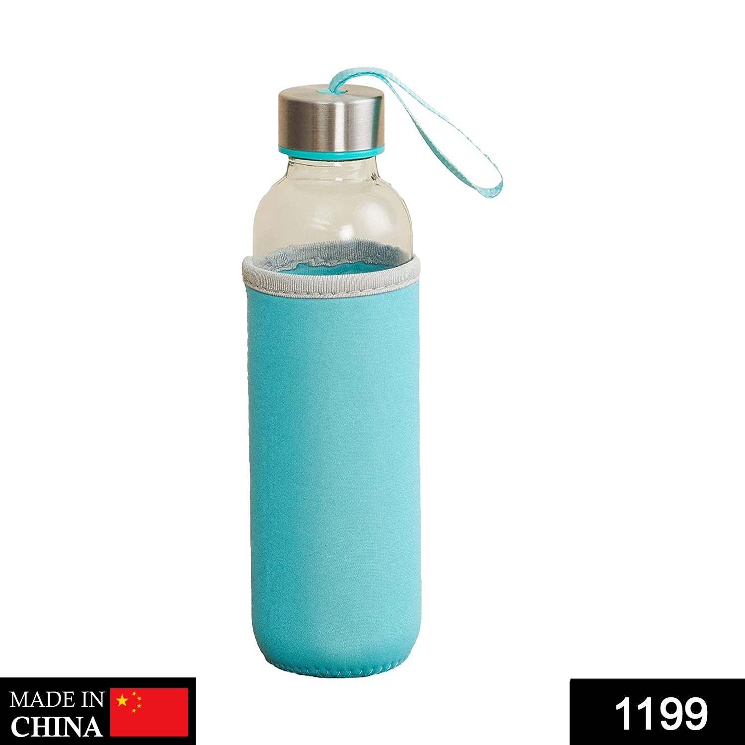 1199 Glass Water Bottle (500 ml) With Cover DeoDap