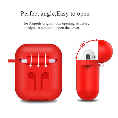 6473 Silicone Shockproof Protection Wireless Headphones Carrying Box Cover with Metal Keychain DeoDap