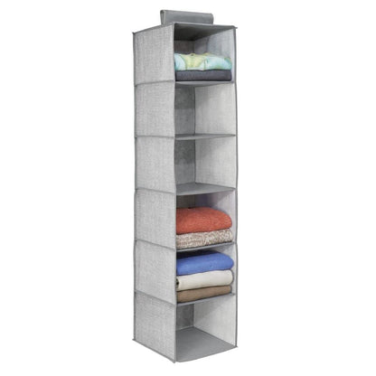 6741 Non-Woven Fabric Cloth 6 Selves Hanging Storage Wardrobe Organizer with PVC Zippered Closure 6 Layers Chain Cloth DeoDap