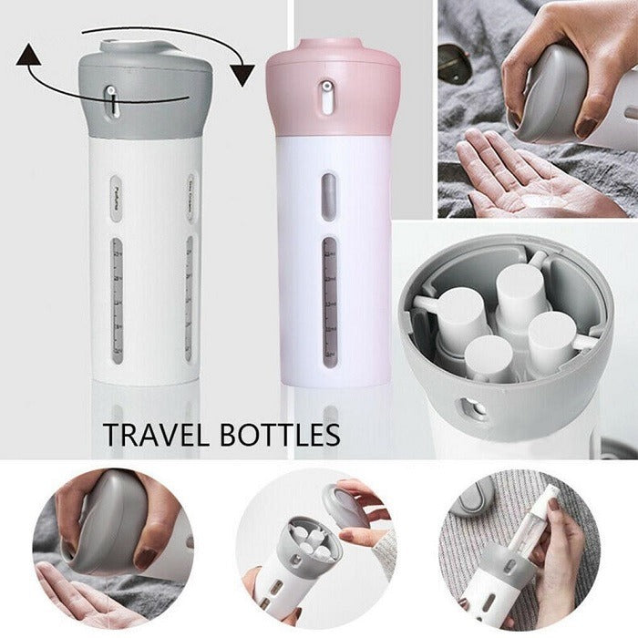 1384 4 in 1 Travel Dispenser Bottle Set Travel Refillable Cosmetic Containers Set DeoDap