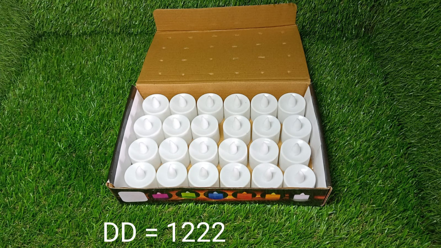 1222  Festival Decorative - LED Tealight Candles (White, 24 Pcs)