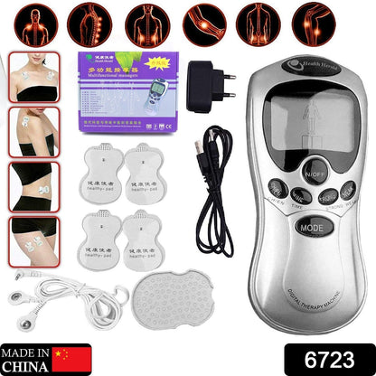 6723  Multifunctional Massager, Health Care Digital Chinese Meridian Tens Therapy Massager Relax Body Muscle Accupuncture Machine 4 Electrode Pads & Charger Adapter and Cable,  Physiotherapy, Electric Digital Therapy neck back Mane Massage