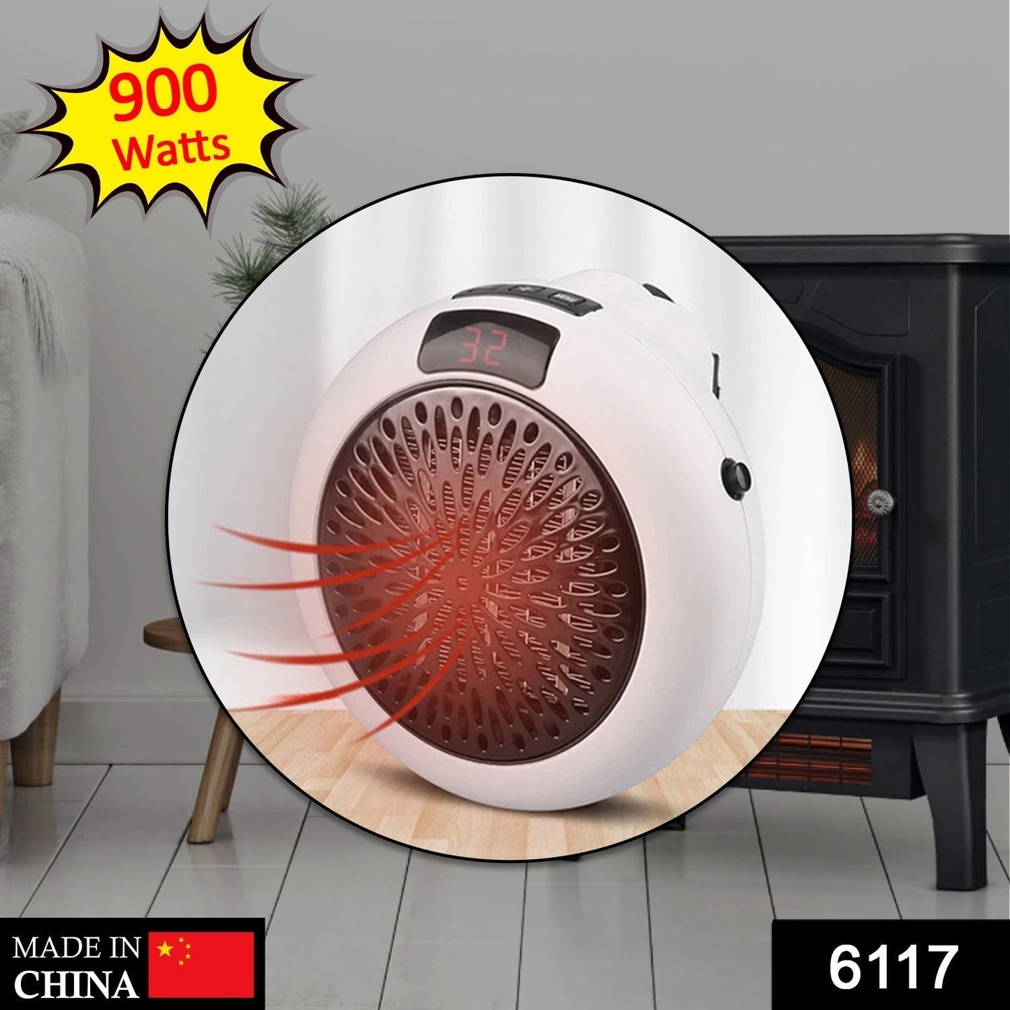 6117 Portable Heater 900W used in rooms, offices and different-different departments DeoDap