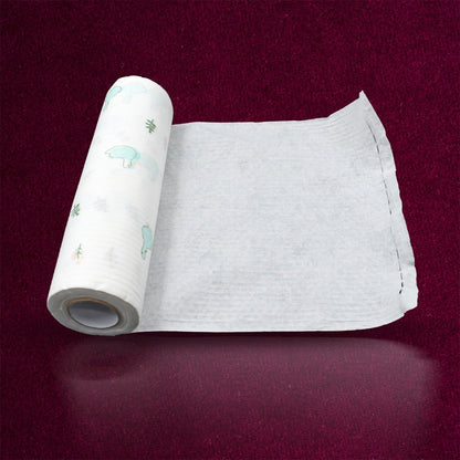 1601A Non Woven Reusable and Washable Kitchen Printed Tissue Roll Non-stick Oil Absorbing Paper Roll Kitchen Special Paper Towel Wipe Paper Dish Cloth Cleaning Cloth 45 sheets