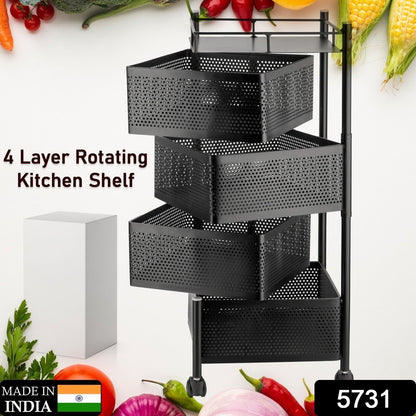 Metal High Qaulity Kitchen Trolley Kitchen Organizer Items and Kitchen Accessories Items for Kitchen Rack Square Design for Fruits & Vegetable Onion Storage Kitchen Trolley with Wheels (4 Layer / 3 Layer)