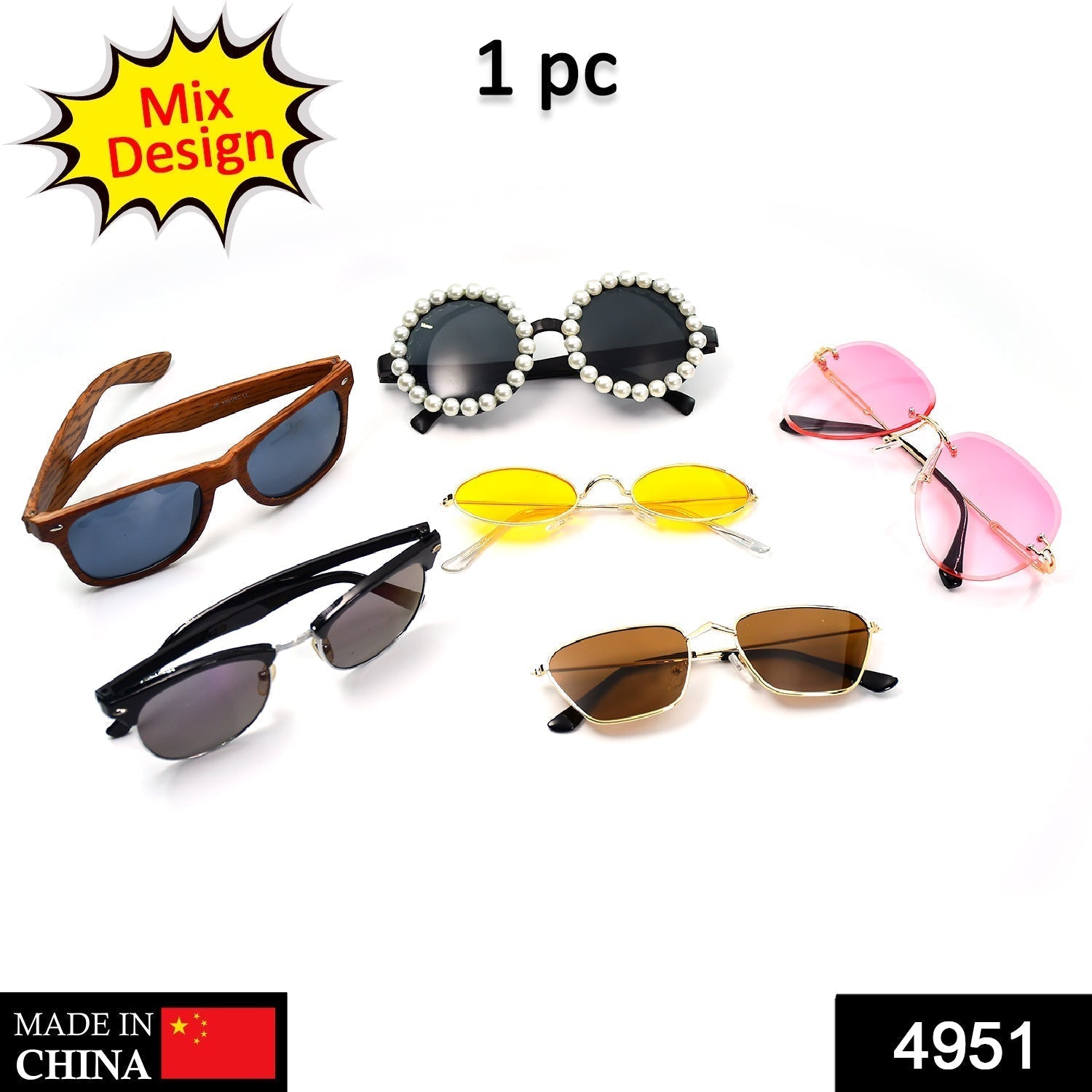 4951 1Pc Mix frame Sunglasses for men and women. Multi color and Different shape and design. DeoDap