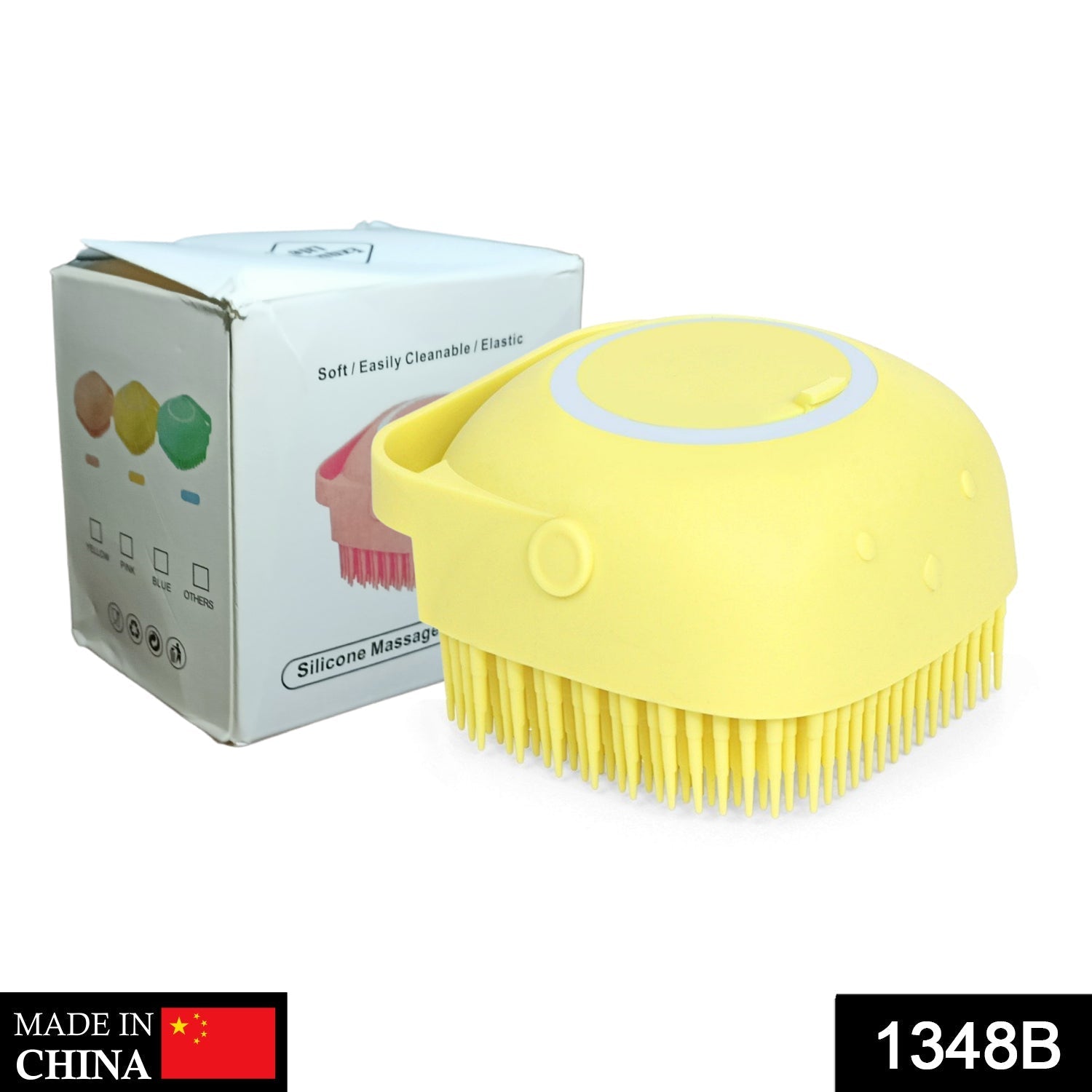 1348B SILICONE MASSAGE BATH BODY BRUSH WITH SHAMPOO DISPENSER DeoDap