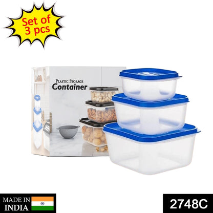 2748C 3 Pcs Square Shape Food Grocery Storage Container DeoDap