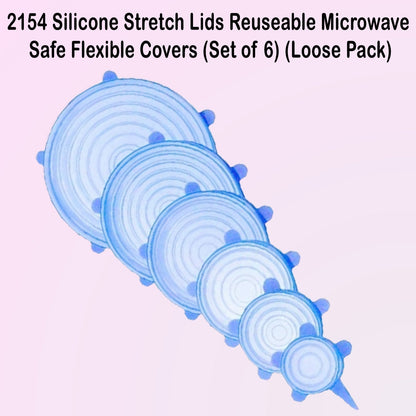 2154 Silicone Stretch Lids Reuseable Microwave Safe Flexible Covers (Set of 6) (Loose Pack) DeoDap