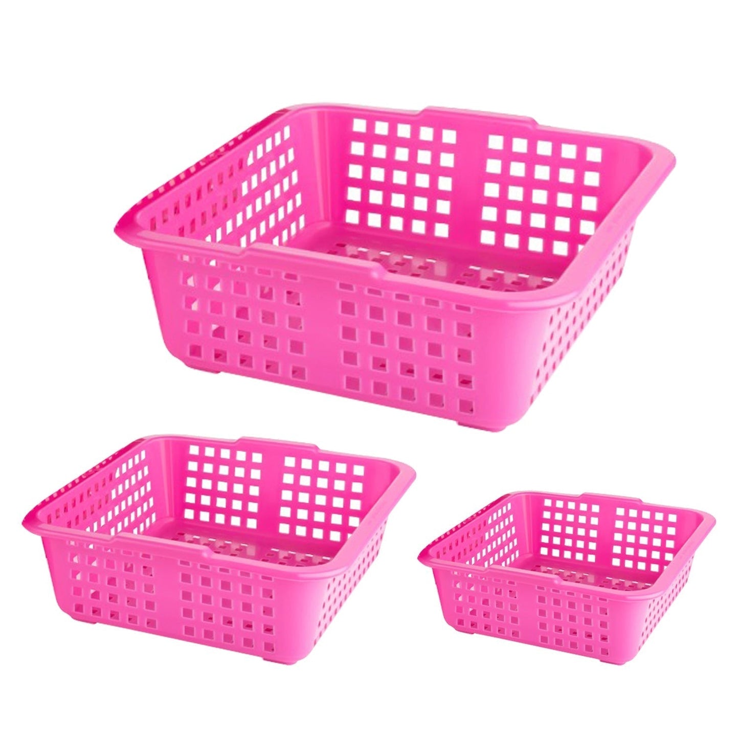 2484 Plastic Multiple Size Cane Fruit Baskets (3 Size Large, Medium, Small) DeoDap