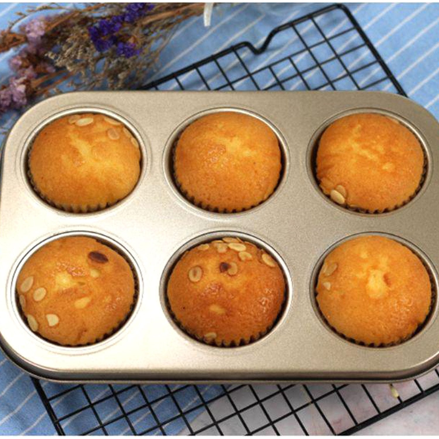 2573 Round Shape Carbon steel Muffin Cupcake Mould Case Bakeware DeoDap