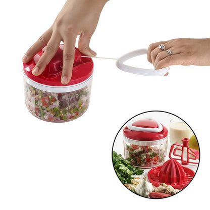 8116 Ganesh Easy Pull 3-in-1 Plastic Chopper (650ml, 125mm, Red) DeoDap